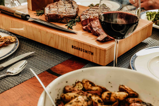 Maple End Grain Butcher Block from The Boardsmith featuring smooth edges and detailed craftsmanship.