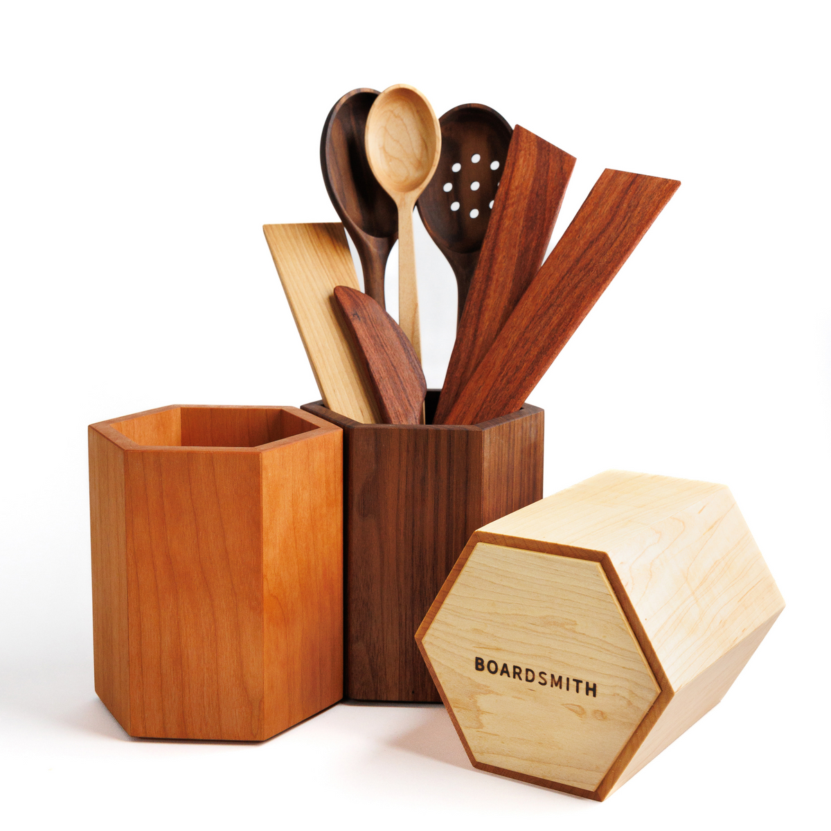 INMAN Extra Large Utensil Holder, Hinoki Cypress Wood Utensil