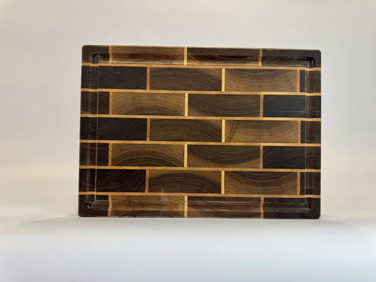 1003 Walnut and Maple Brick 18 x 11 1/2 x 2 "One-Off" with Juice Groove