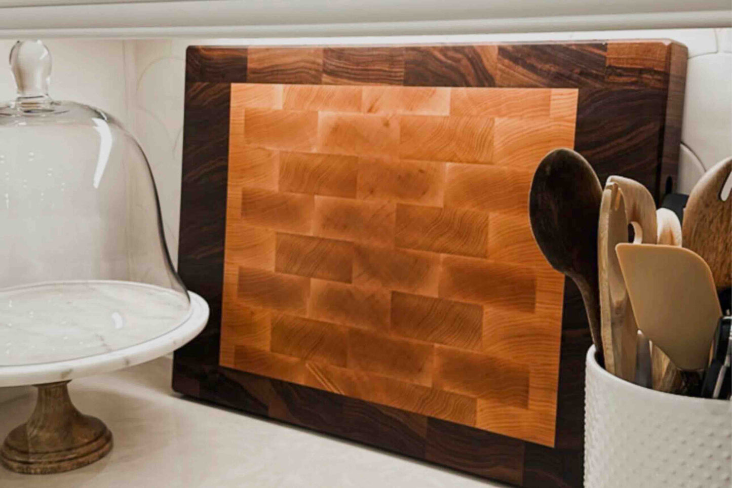 Maple & Walnut 'Border' End Grain Cutting Board