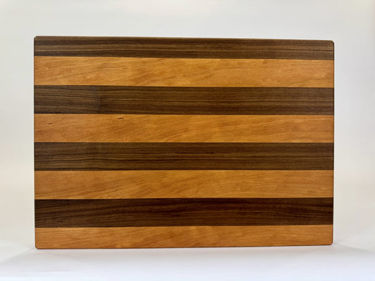 723 Edge Grain Walnut and Cherry Stripes 20 x 14 x 1 3/8 with Finger Grooves