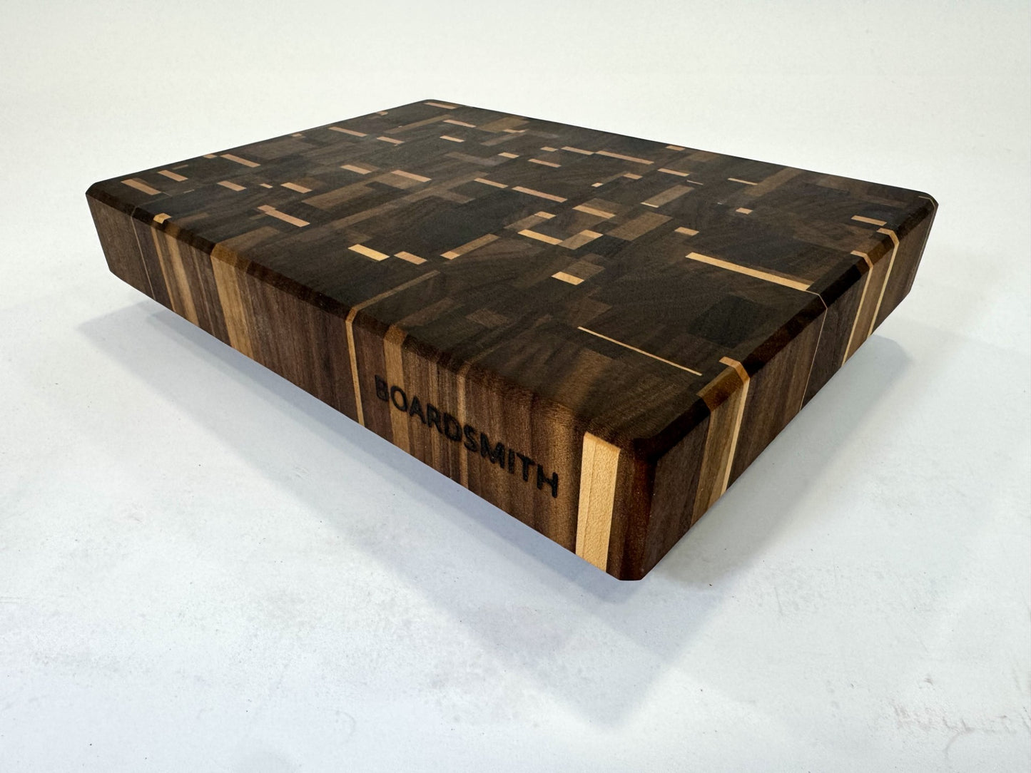 M017 "Stars" Walnut/Maple Rectilinear Mosaic 12 x 9 x 2 (2 Available)